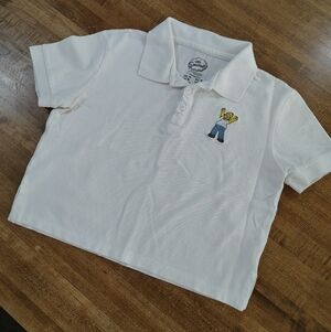 The Simpsons Homer White Polo Crop Top Embroidered Character Size M